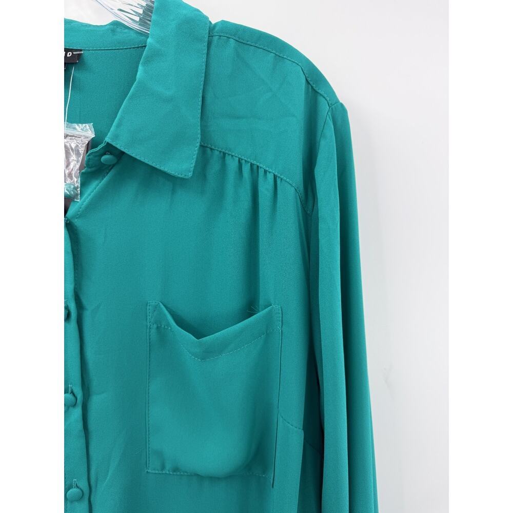 Torrid Madison Georgette Button Up Long Sleeve Shirt 2/2X NWT Fanfare Green - Picture 3 of 9